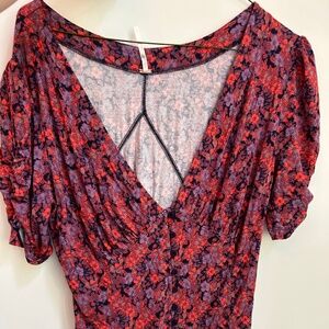 Free People Floral Stretchy Blouse